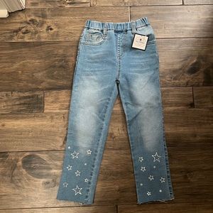 Girls jean with elastic band and sparkly stars